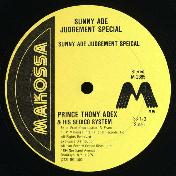 Master Juju Guitarist No. 1 Prince Thony Adex And His Sedico System* : Sunny Ade Judgement Special (LP, Album)
