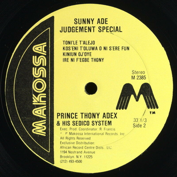 Master Juju Guitarist No. 1 Prince Thony Adex And His Sedico System* : Sunny Ade Judgement Special (LP, Album)