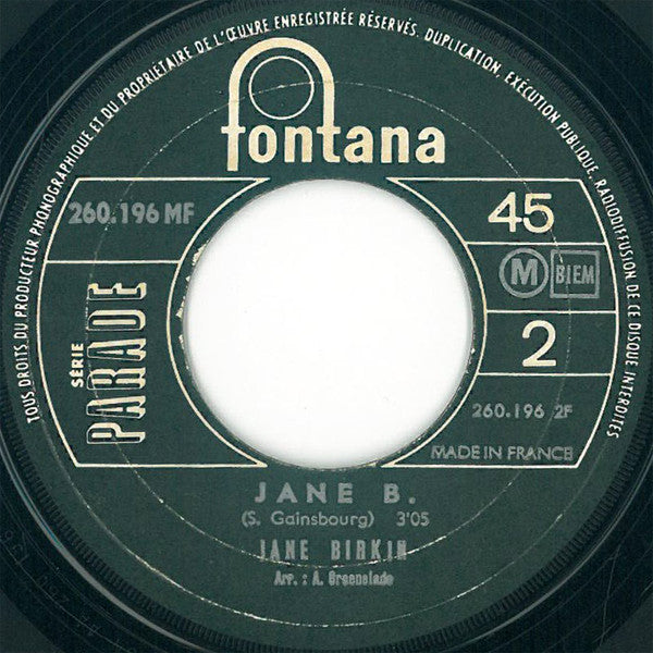 Jane Birkin Avec Serge Gainsbourg : Je T'aime... Moi Non Plus (7", Single, Mono, Gre)