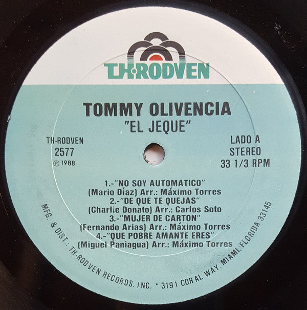 Tommy Olivencia Y Su Orquesta : El Jeque (LP, Album)