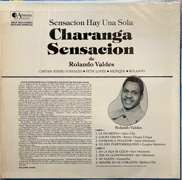 Charanga Sensación De Rolando Valdes : Sensación Hay Una Sola (LP, Album)