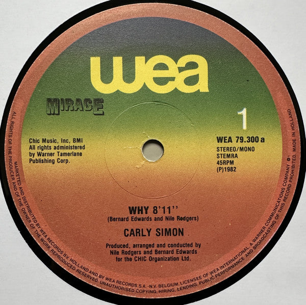 Carly Simon : Why (12", Maxi)