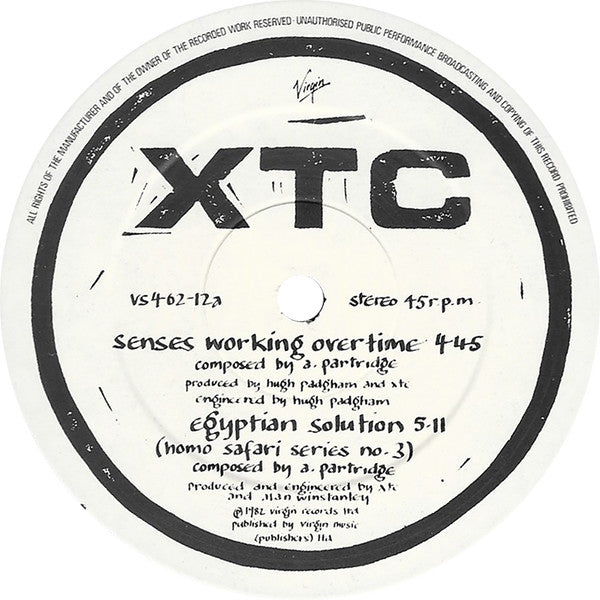 XTC : Senses Working Overtime (12", EP, Single)