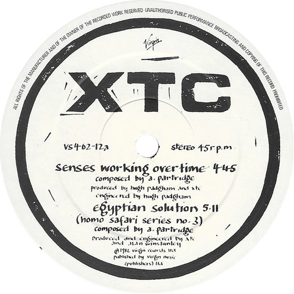 XTC : Senses Working Overtime (12", EP, Single)