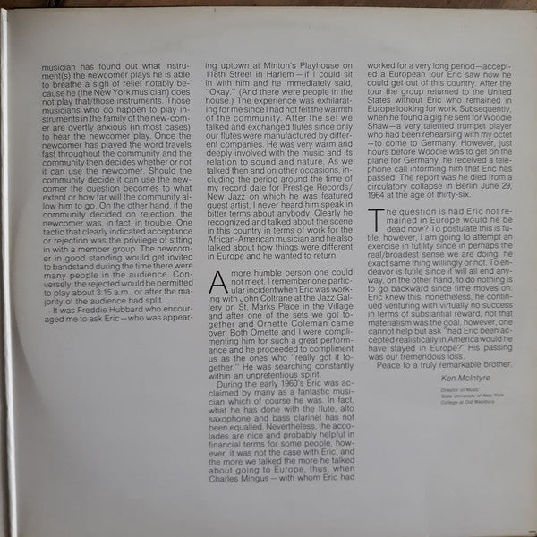 Eric Dolphy : Eric Dolphy (2xLP, Comp, RM)