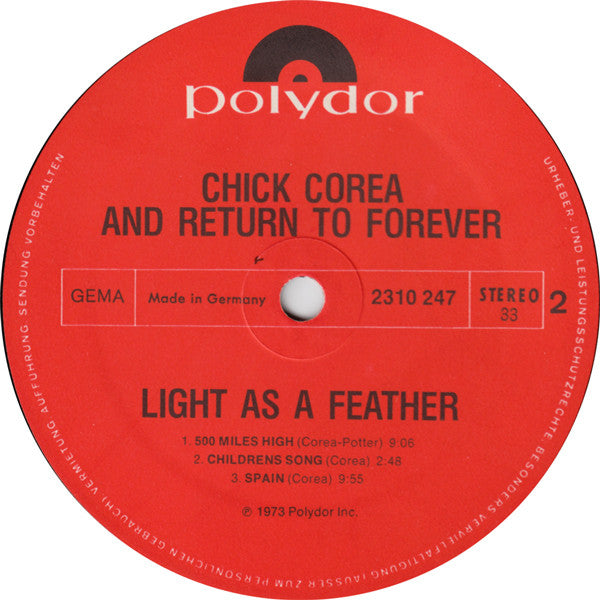 Chick Corea, Return To Forever : Light As A Feather (LP, Album)