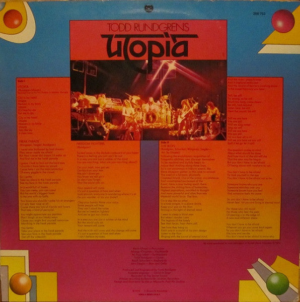 Utopia (5) : Todd Rundgren's Utopia (LP, Album, RE)