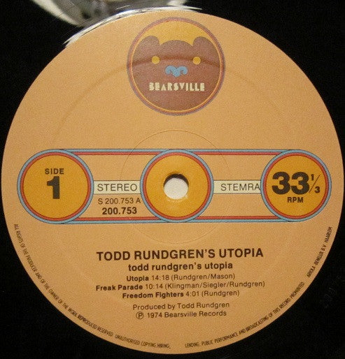 Utopia (5) : Todd Rundgren's Utopia (LP, Album, RE)