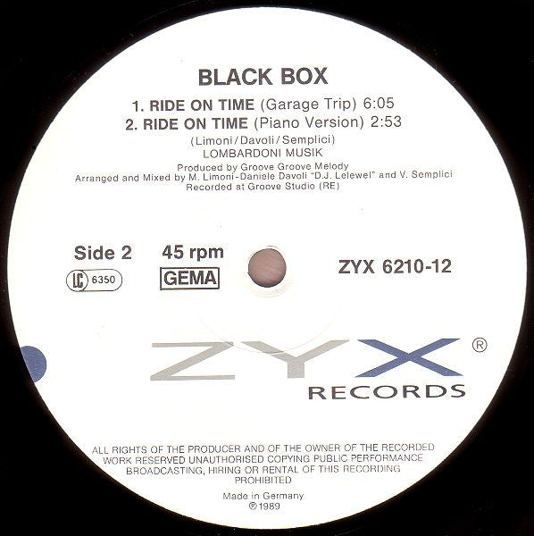 Black Box - Ride On Time (12", Maxi) - De Platen Aap – Vinylwinkel in Brielle & online webshop voor muziekliefhebbers