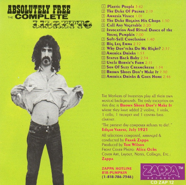 Frank Zappa / The Mothers Of Invention* : Absolutely Free (CD, Album, RE)