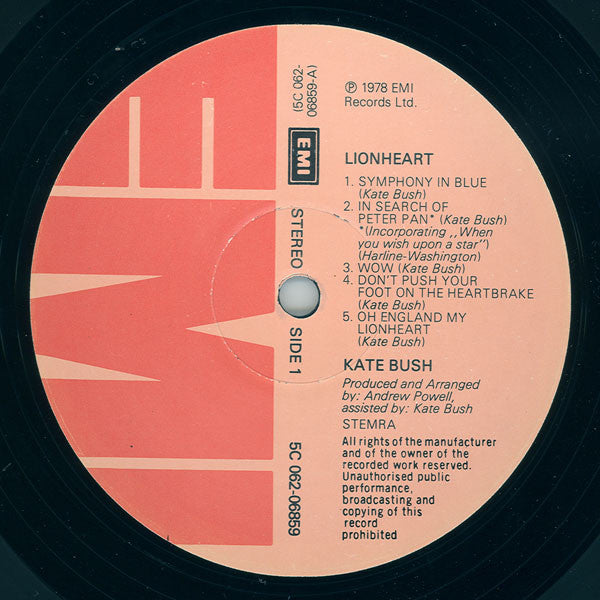Kate Bush : Lionheart (LP, Album, Gat)
