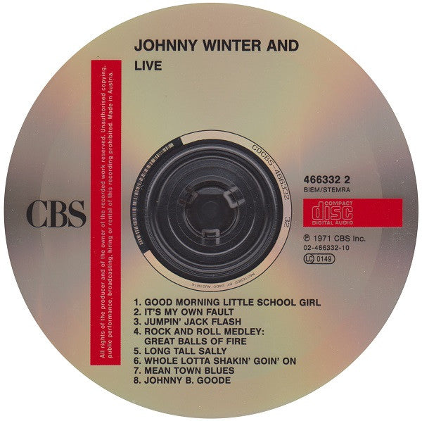 Johnny Winter And : Live Johnny Winter And (CD, Album, RE)