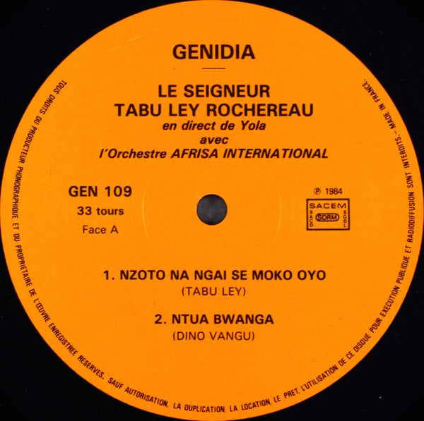 Seigneur Tabu Ley* Avec L'Orchestre Afrisa International* : Yola (LP, Album)