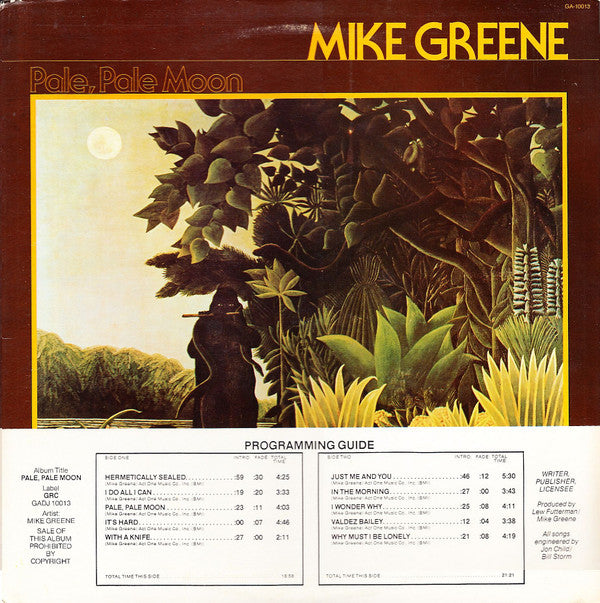 Mike Greene (3) : Pale, Pale Moon (LP, Album, Promo)