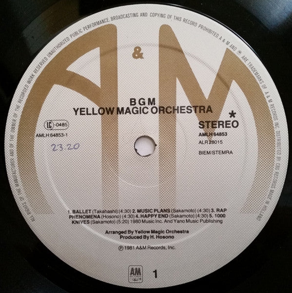 YMO* : BGM (LP, Album)