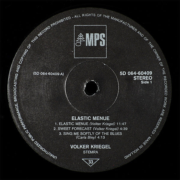 Volker Kriegel & Mild Maniac Orchestra : Elastic Menu (LP, Album)