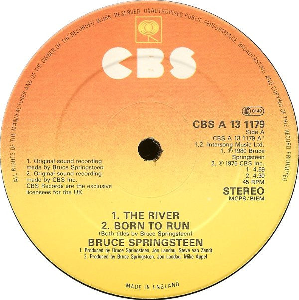 Bruce Springsteen : The River / Born To Run / Rosalita (12", Single, Mis)