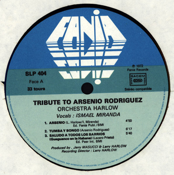 Orchestra Harlow : Tribute To Arsenio Rodriguez (LP, Album, RE)