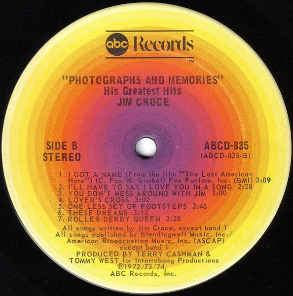 Jim Croce : Photographs & Memories (His Greatest Hits) (LP, Comp, San)