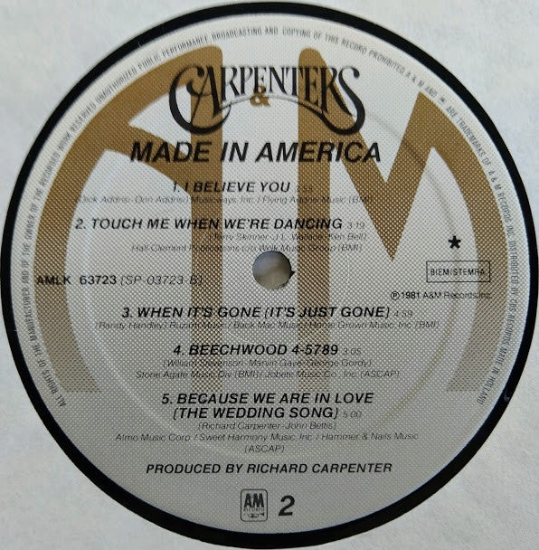 Carpenters : Made In America (LP, Album)
