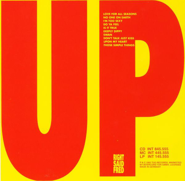 Right Said Fred - Up (CD, Album) - De Platen Aap – Vinylwinkel in Brielle & online webshop voor muziekliefhebbers