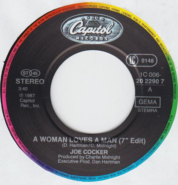 Joe Cocker : A Woman Loves A Man / Satisfied (7", Single)