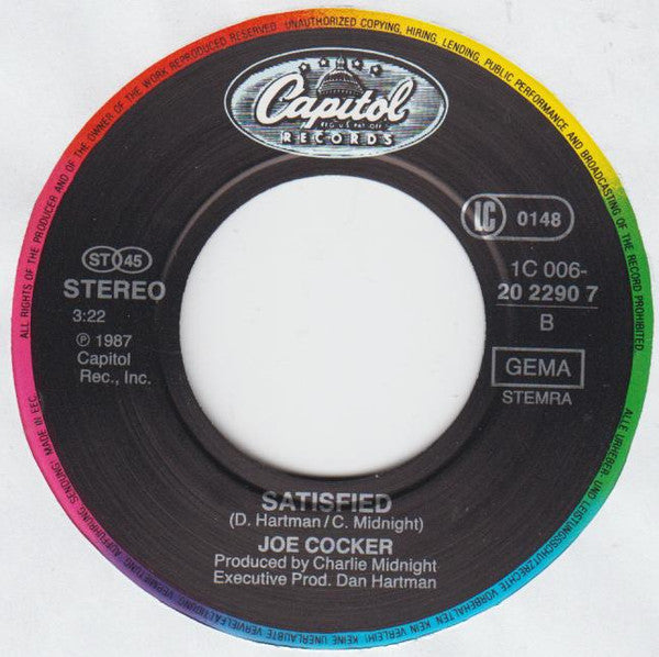 Joe Cocker : A Woman Loves A Man / Satisfied (7", Single)