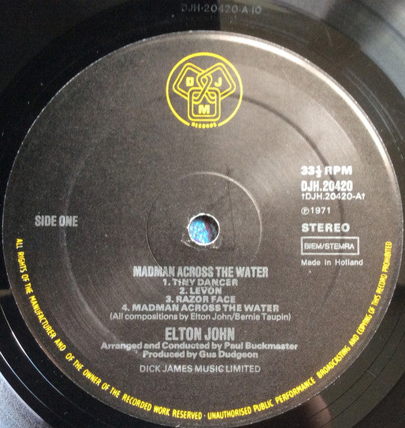 Elton John : Madman Across The Water (LP, Album, Gat)