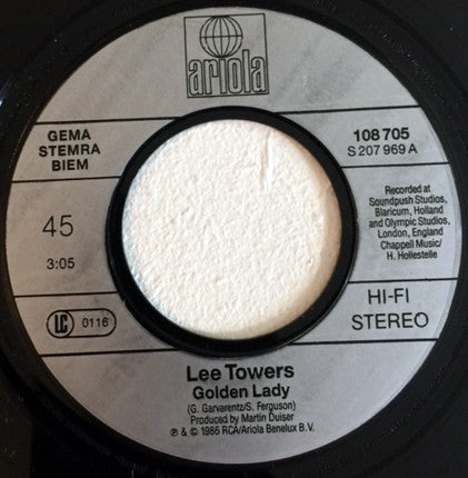 Lee Towers : Golden Lady (7", Single)