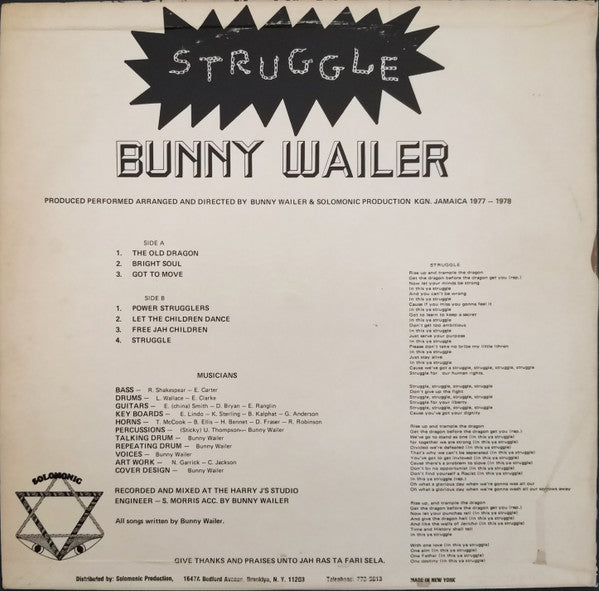 Bunny Wailer : Struggle (LP)