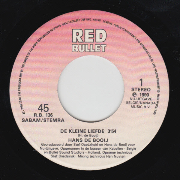 Hans De Booy - De Kleine Liefde (7", Single) - De Platen Aap – Vinylwinkel in Brielle & online webshop voor muziekliefhebbers