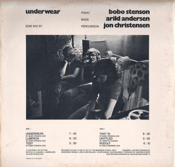 Bobo Stenson / Arild Andersen / Jon Christensen : Underwear (LP, Album)