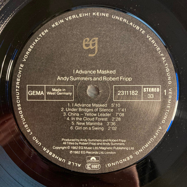 Andy Summers, Robert Fripp : I Advance Masked (LP, Album)