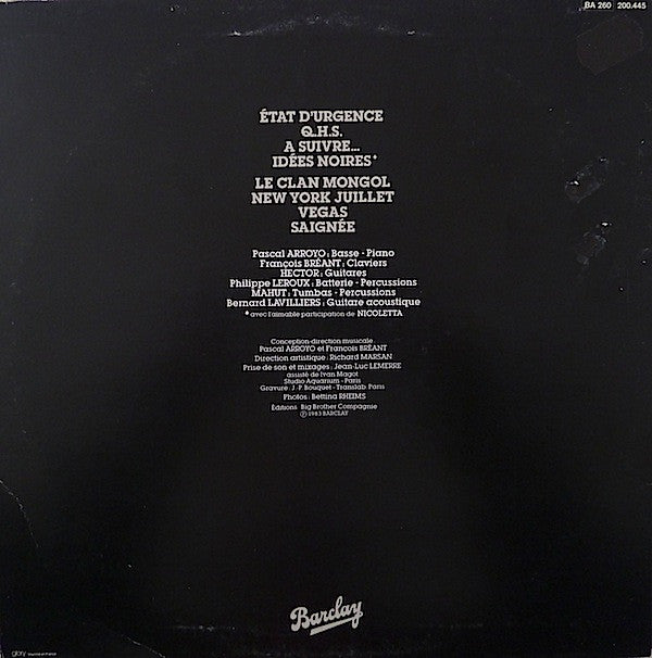 Bernard Lavilliers : État D'urgence (LP, Album, Emb)