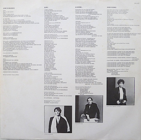 Bernard Lavilliers : État D'urgence (LP, Album, Emb)