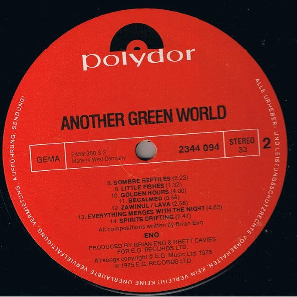 Eno* : Another Green World (LP, Album, RE)