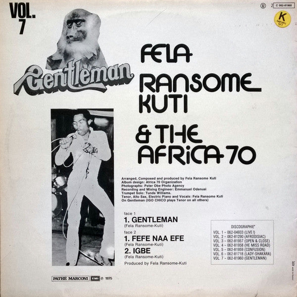Fela Kuti & Africa 70 : Gentleman (LP, Album)