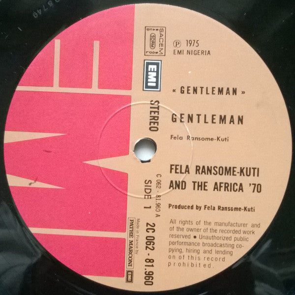 Fela Ransome Kuti* & The Africa '70* : Gentleman (LP, Album)