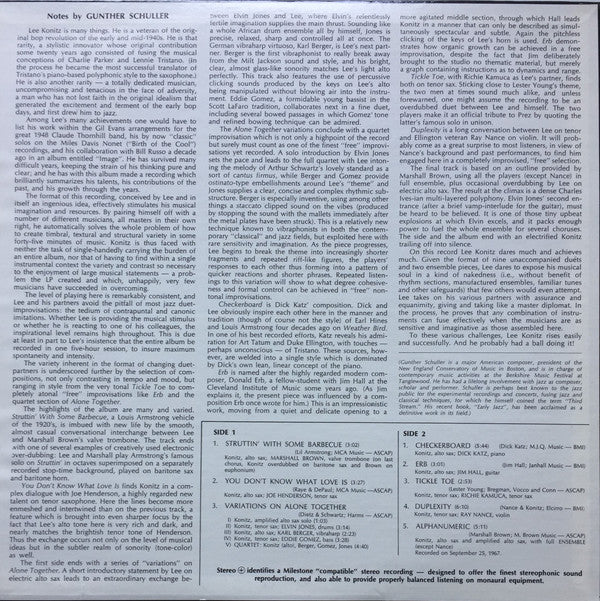 Lee Konitz : Duets (LP, Album, RE)