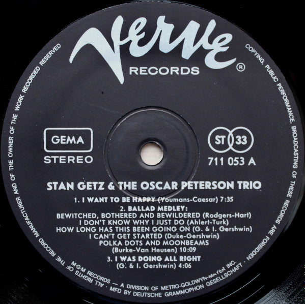 Stan Getz And The Oscar Peterson Trio - Stan Getz And The Oscar Peterson Trio (LP, Album, RE) - De Platen Aap – Vinylwinkel in Brielle & online webshop voor muziekliefhebbers