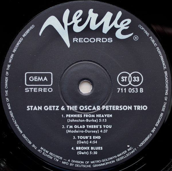 Stan Getz And The Oscar Peterson Trio - Stan Getz And The Oscar Peterson Trio (LP, Album, RE) - De Platen Aap – Vinylwinkel in Brielle & online webshop voor muziekliefhebbers