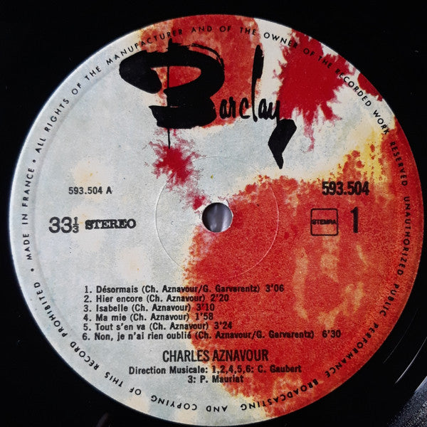 Charles Aznavour : Charles Aznavour (LP, Comp)