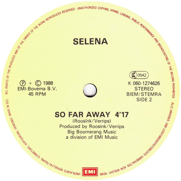 Selena - So Far Away (12") - De Platen Aap – Vinylwinkel in Brielle & online webshop voor muziekliefhebbers