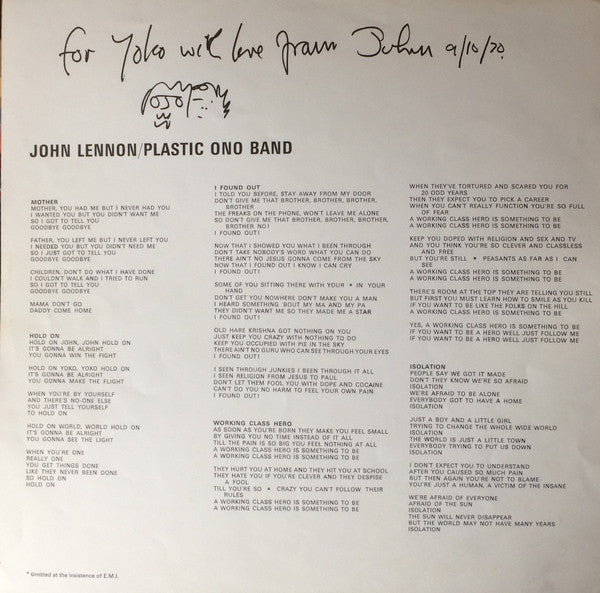 John Lennon / The Plastic Ono Band : John Lennon / Plastic Ono Band (LP, Album)