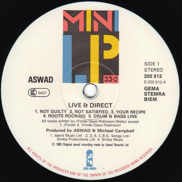 Aswad : Live And Direct (LP, MiniAlbum)