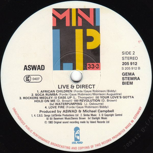 Aswad : Live And Direct (LP, MiniAlbum)