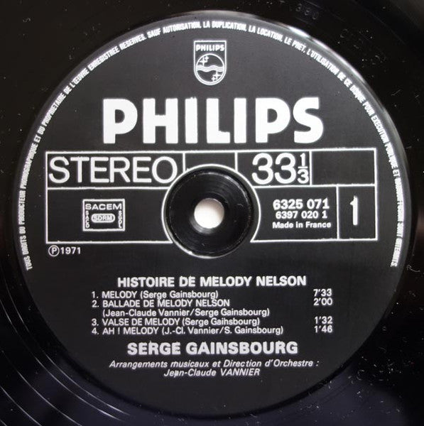 Serge Gainsbourg : Histoire De Melody Nelson (LP, Album, RE, Gat)
