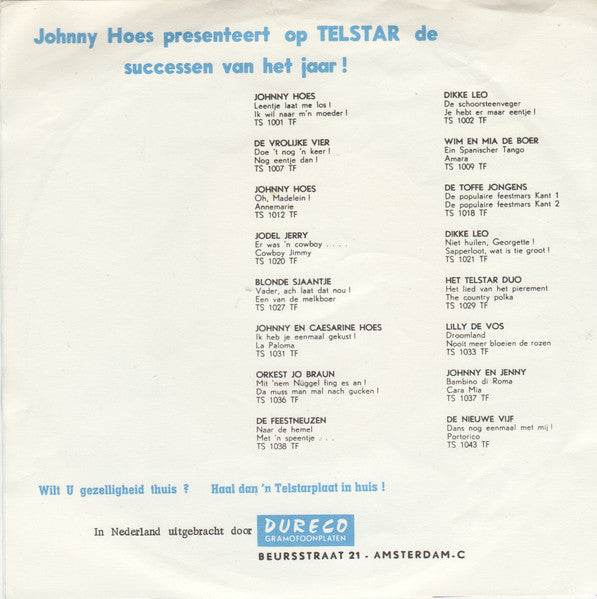 Johnny Hoes : En Van Je Hoempa (7", Single)