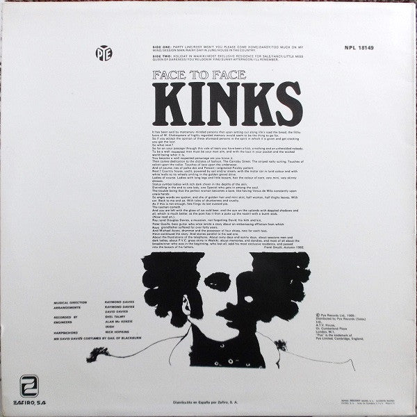 The Kinks : Face To Face (LP, Album, Promo, RE)