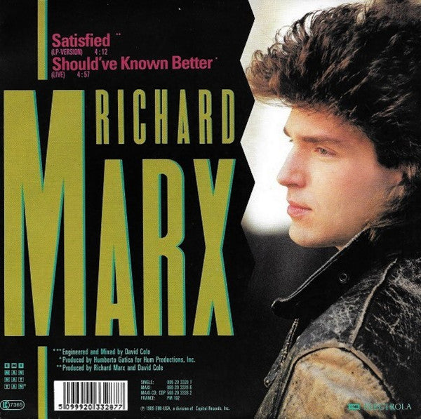 Richard Marx : Satisfied (7", Single)